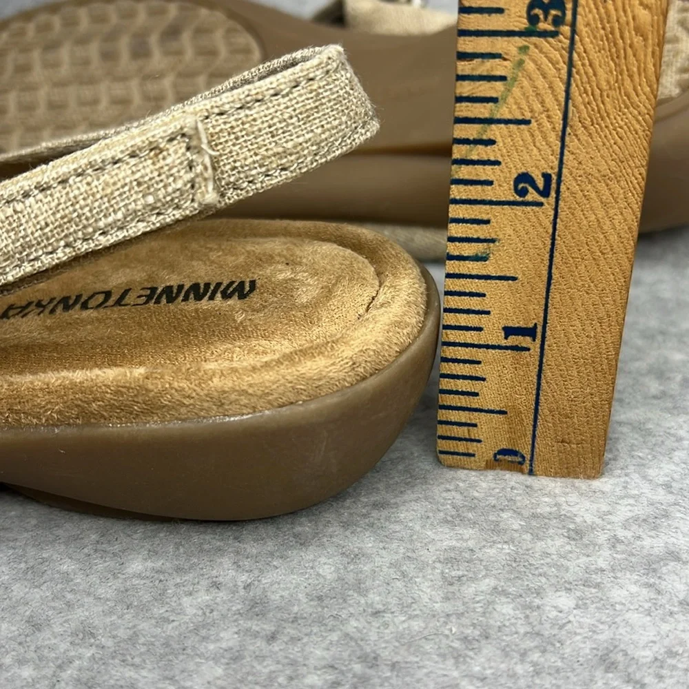 Minnetonka Womens 8 Wide Silvie Slingback Sandals Western Boho Natural Vegan New - Picture 12 of 12
